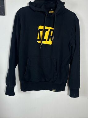 Scrambler Ducati Black Hoodie with Yellow Logo - Men's Pullover